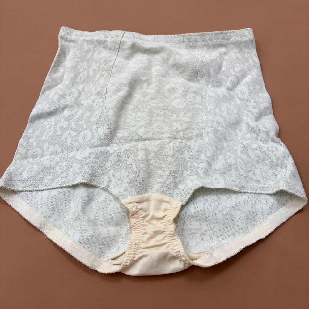 Vintage Sears Perma Prest White Floral Lace High Waist Control Brief Girdle 2XL